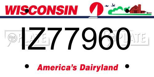 IZ77960 Wisconsin License Plate