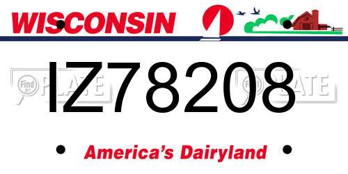 IZ78208 Wisconsin License Plate