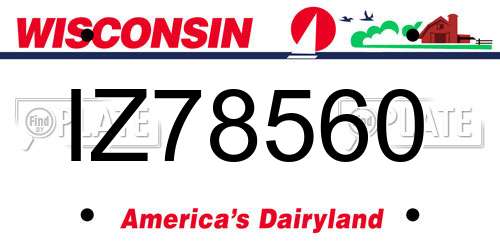 IZ78560 Wisconsin License Plate
