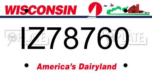 IZ78760 Wisconsin License Plate