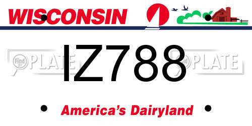 IZ788 Wisconsin License Plate