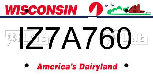 IZ7A760 Wisconsin License Plate