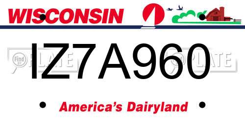 IZ7A960 Wisconsin License Plate