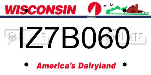 IZ7B060 Wisconsin License Plate