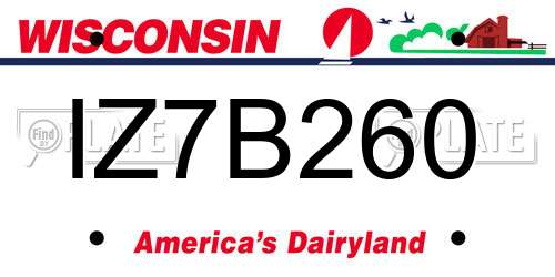 IZ7B260 Wisconsin License Plate