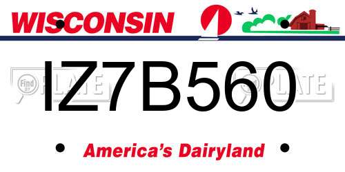 IZ7B560 Wisconsin License Plate