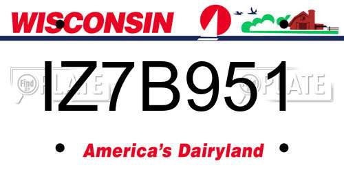 IZ7B951 Wisconsin License Plate