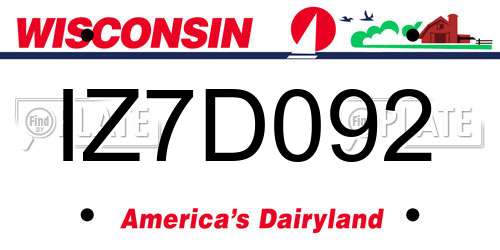 IZ7D092 Wisconsin License Plate