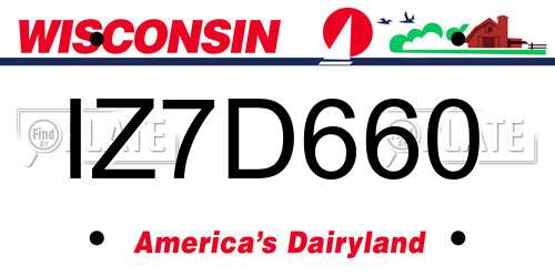 IZ7D660 Wisconsin License Plate