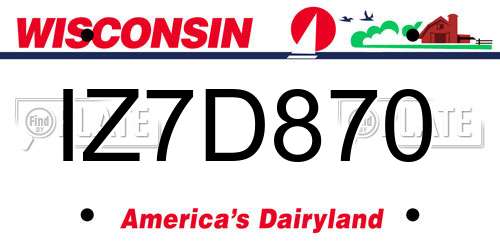 IZ7D870 Wisconsin License Plate