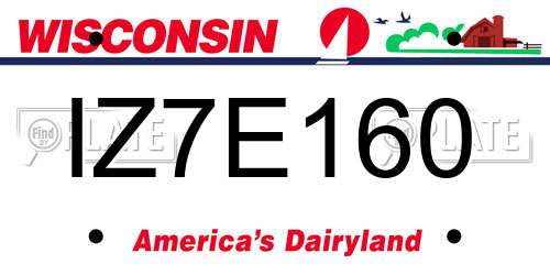 IZ7E160 Wisconsin License Plate