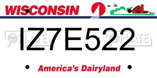 IZ7E522 Wisconsin License Plate