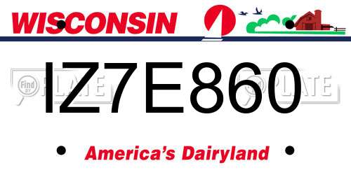 IZ7E860 Wisconsin License Plate