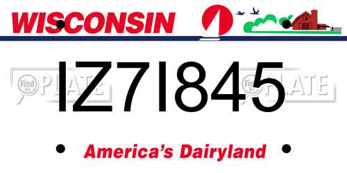 IZ7I845 Wisconsin License Plate