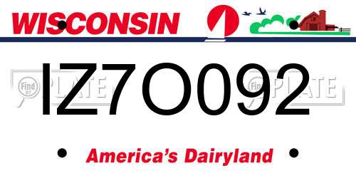 IZ7O092 Wisconsin License Plate