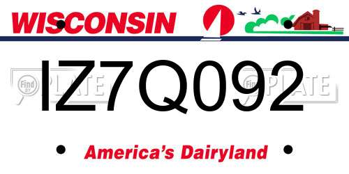 IZ7Q092 Wisconsin License Plate