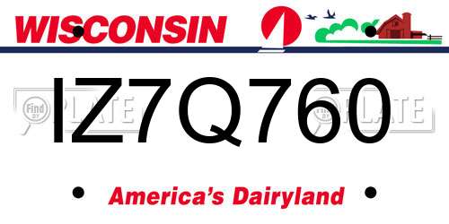 IZ7Q760 Wisconsin License Plate