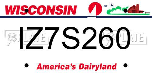 IZ7S260 Wisconsin License Plate