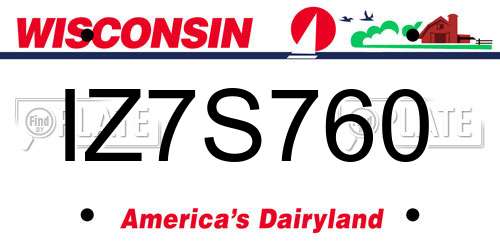 IZ7S760 Wisconsin License Plate