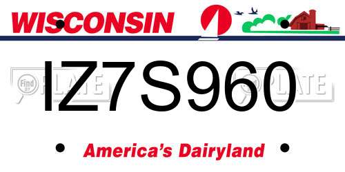 IZ7S960 Wisconsin License Plate