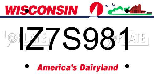 IZ7S981 Wisconsin License Plate