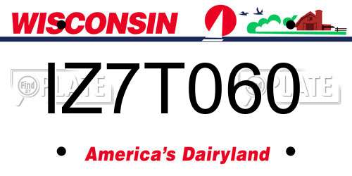 IZ7T060 Wisconsin License Plate