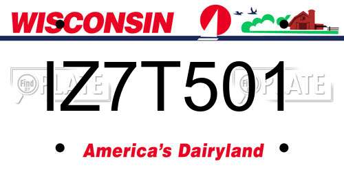 IZ7T501 Wisconsin License Plate