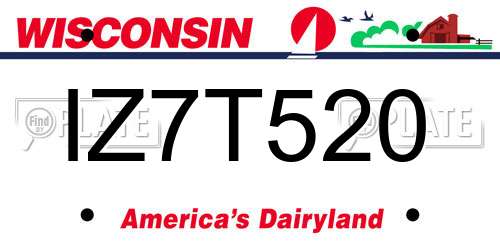 IZ7T520 Wisconsin License Plate