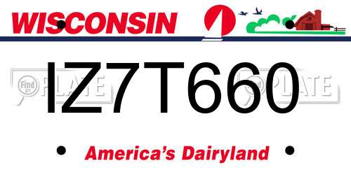IZ7T660 Wisconsin License Plate
