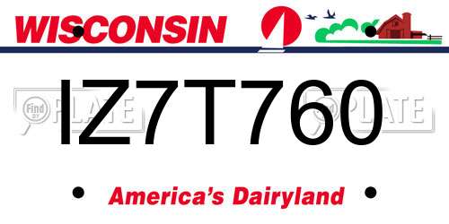 IZ7T760 Wisconsin License Plate