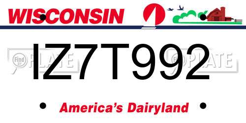 IZ7T992 Wisconsin License Plate
