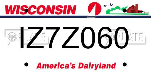 IZ7Z060 Wisconsin License Plate