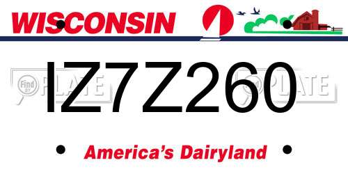 IZ7Z260 Wisconsin License Plate