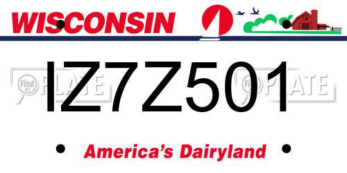 IZ7Z501 Wisconsin License Plate