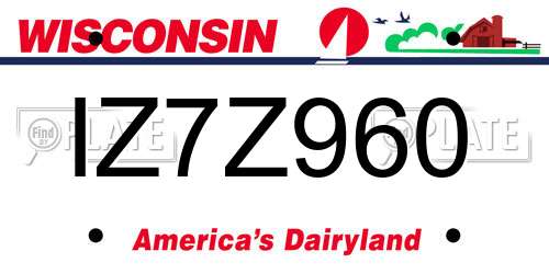 IZ7Z960 Wisconsin License Plate