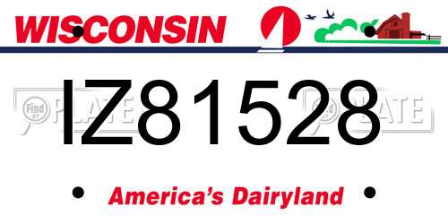 IZ81528 Wisconsin License Plate