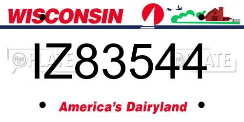 IZ83544 Wisconsin License Plate