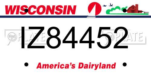 IZ84452 Wisconsin License Plate