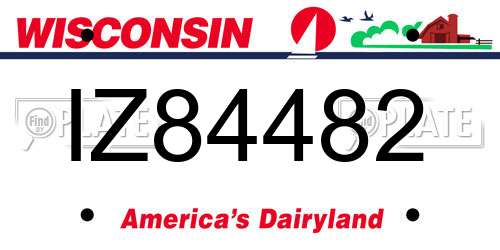 IZ84482 Wisconsin License Plate