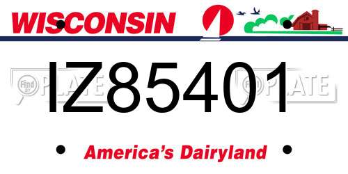 IZ85401 Wisconsin License Plate