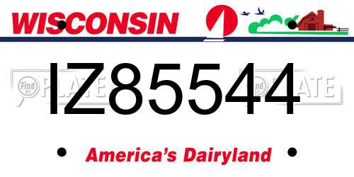 IZ85544 Wisconsin License Plate
