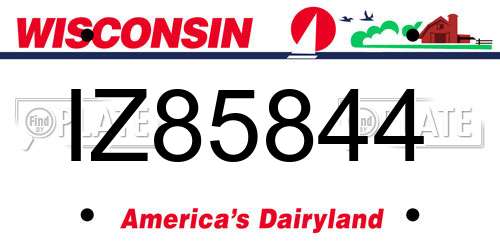 IZ85844 Wisconsin License Plate