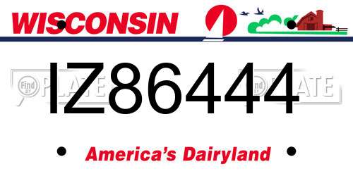 IZ86444 Wisconsin License Plate