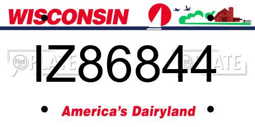 IZ86844 Wisconsin License Plate