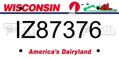 IZ87376 Wisconsin License Plate