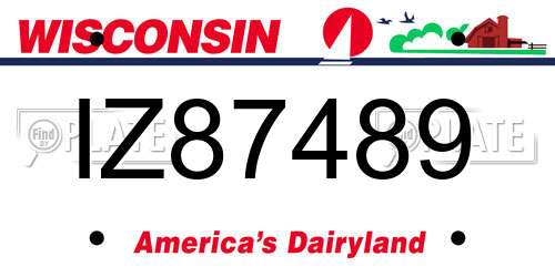 IZ87489 Wisconsin License Plate