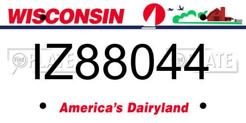 IZ88044 Wisconsin License Plate