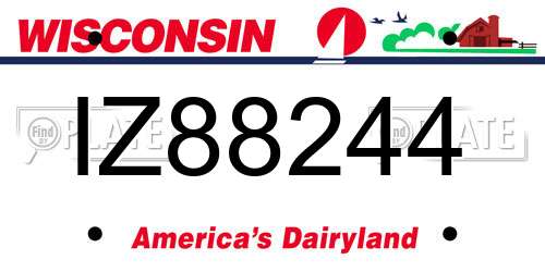 IZ88244 Wisconsin License Plate