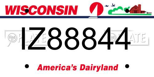 IZ88844 Wisconsin License Plate