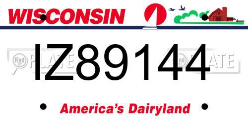 IZ89144 Wisconsin License Plate
